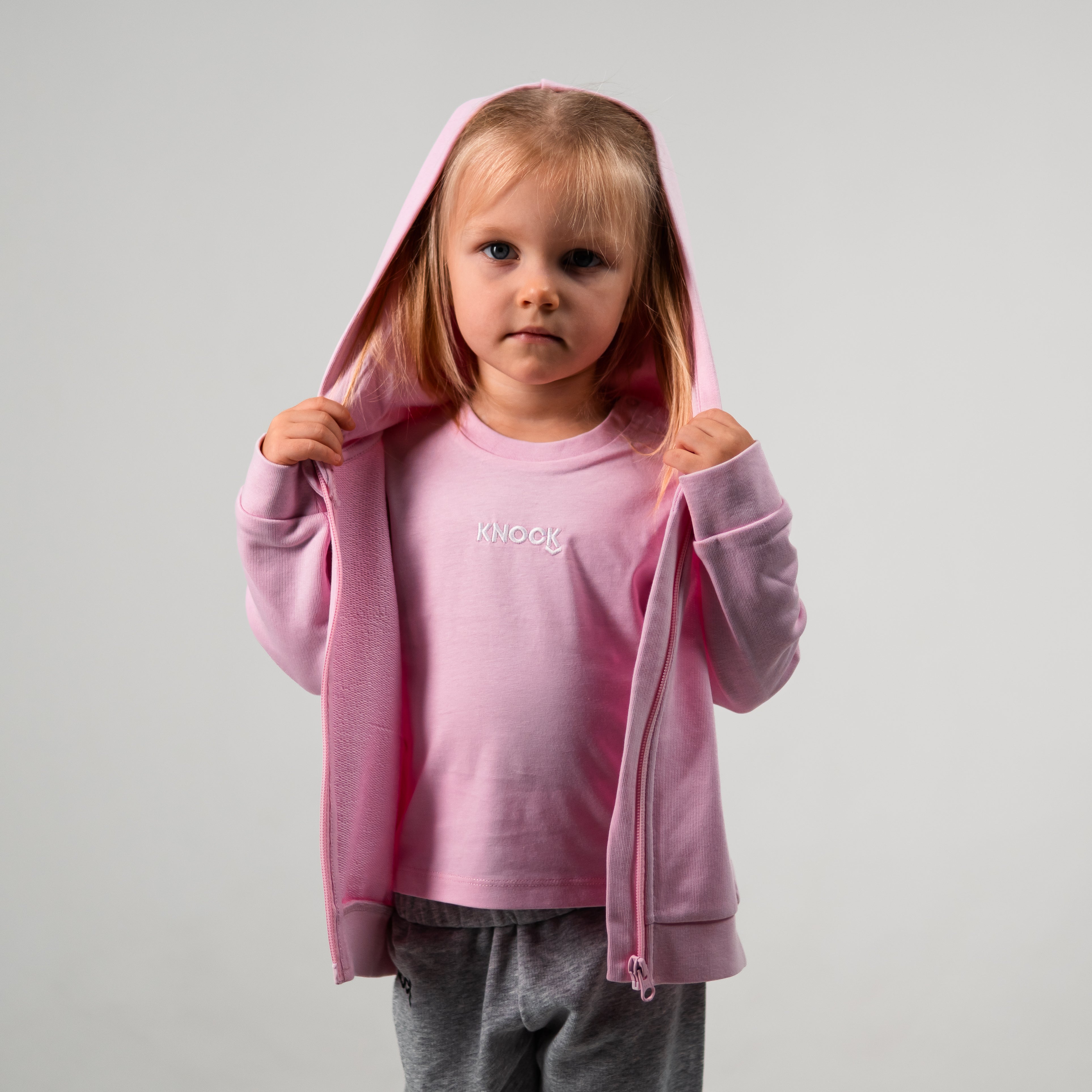 ASTROKNEE ZIP HOODIE PINK BABY