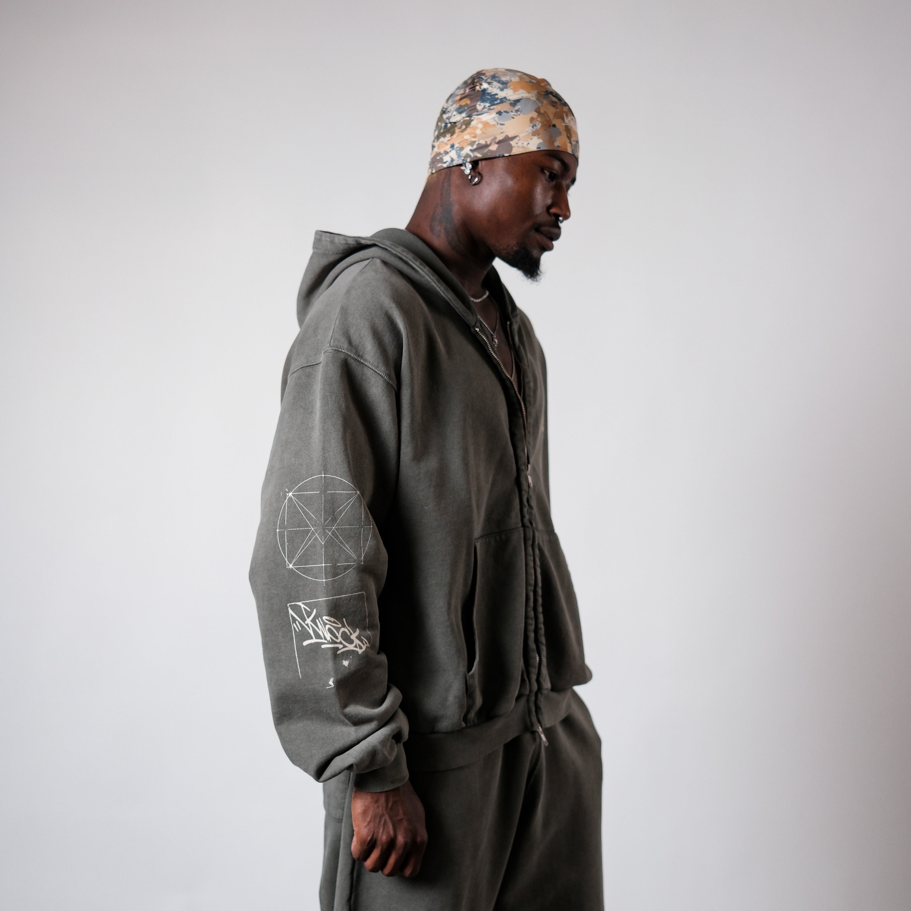 ASCENSION VINTAGE OLIVE ZIP HOODIE