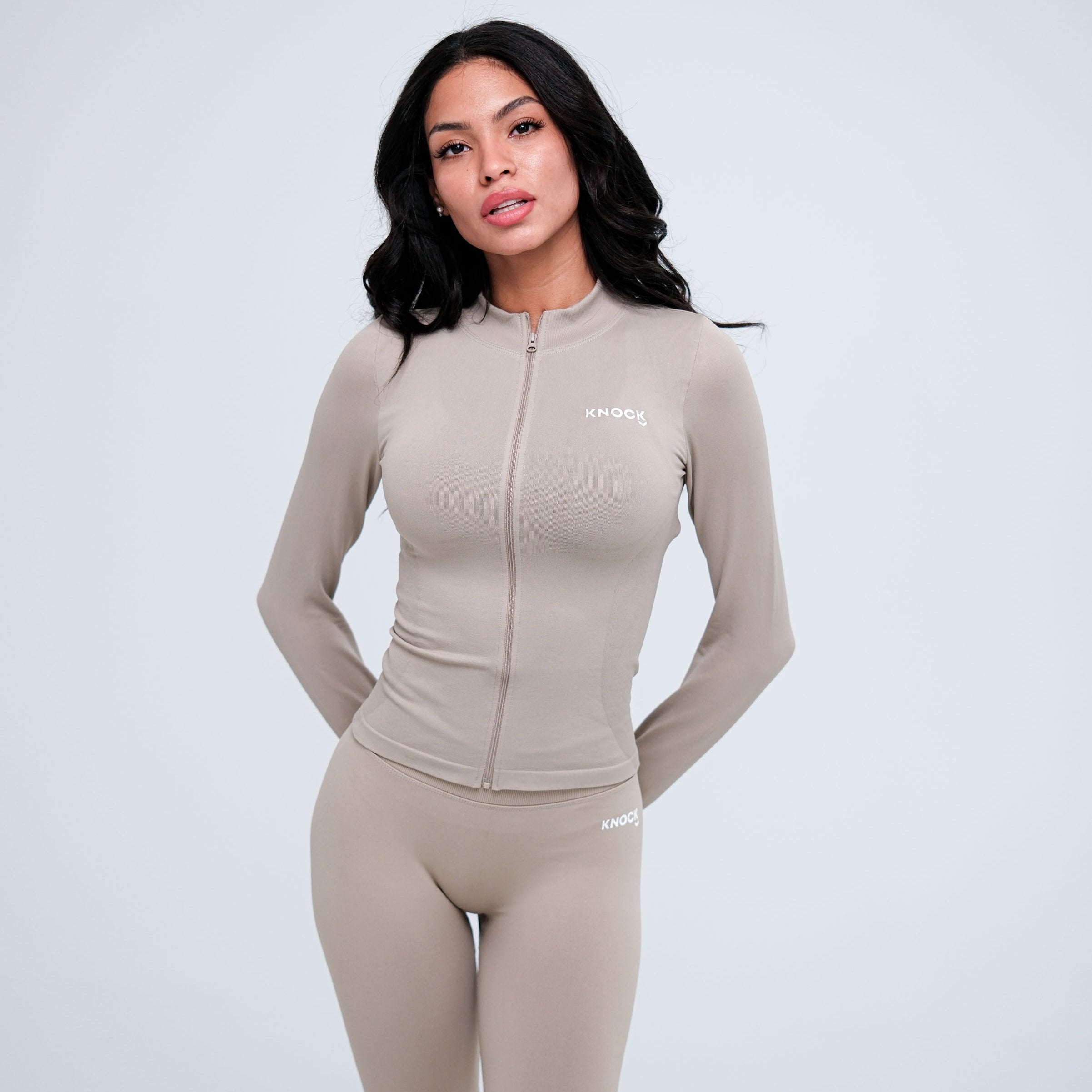 SKIN FIT ZIP - UP JACKET | NUDE