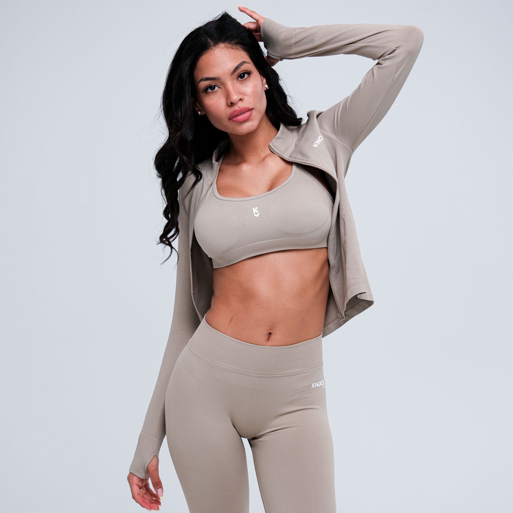 SKIN FIT ZIP - UP JACKET | NUDE