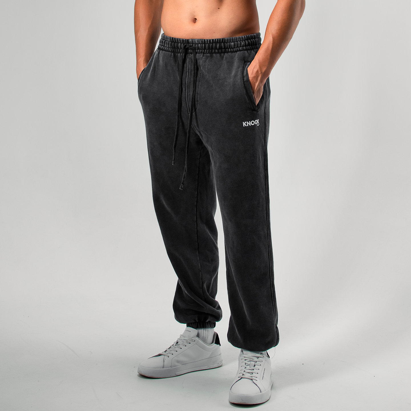 CUFFED GREY VINTAGE TERRY JOGGERS