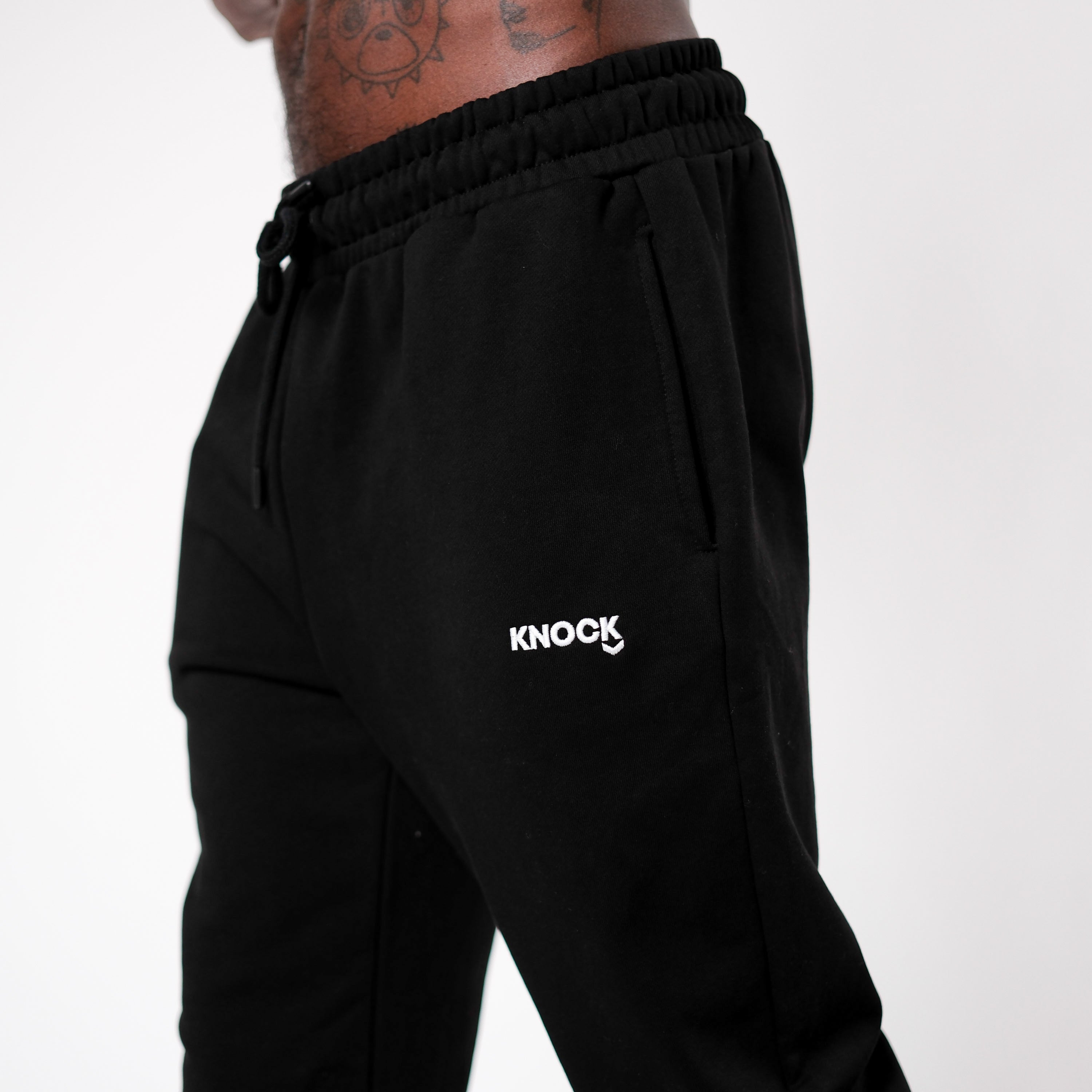 STRAIGHT CUT TERRY JOGGERS BLACK
