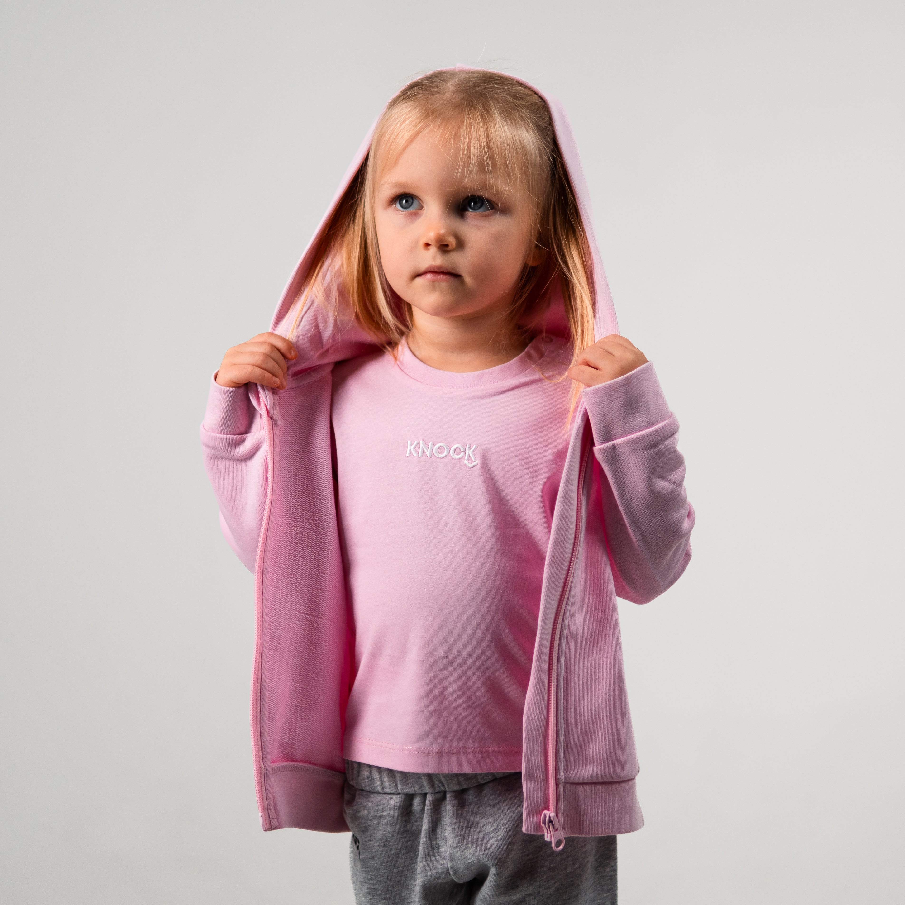 ASTROKNEE ZIP HOODIE PINK BABY