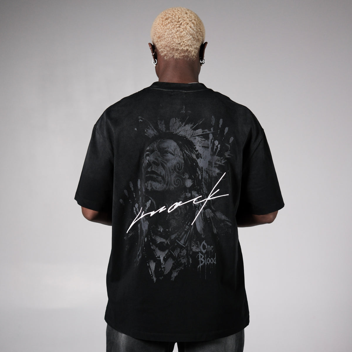 ONE BLOOD VINTAGE BLACK TEE