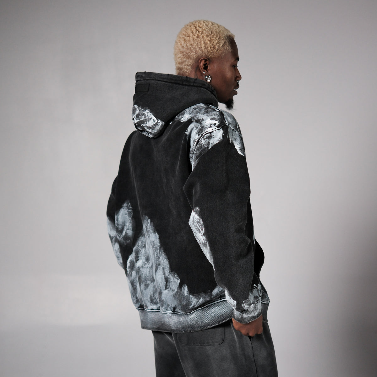 RAW CANVAS OVERSIZED HOODIE BLACK