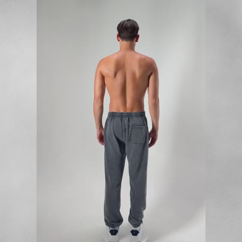 Load video: CUFFED GREY VINTAGE TERRY JOGGERS
