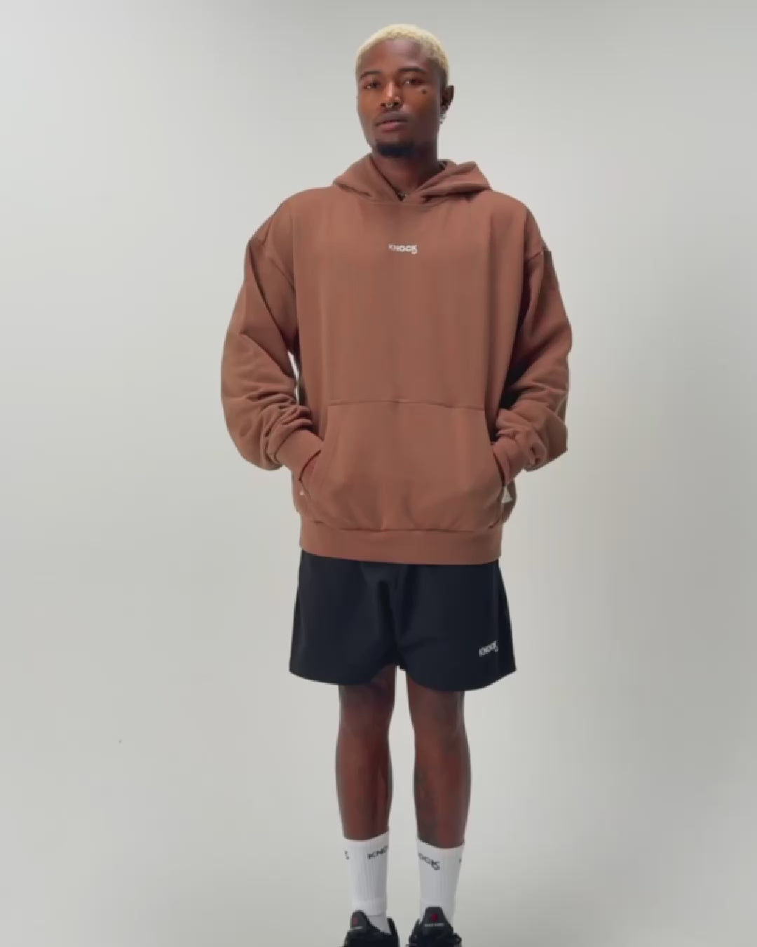 Load video: PREORDER: EMBRACE THE STRUGGLE SUPER HEAVY HOODIE BROWN