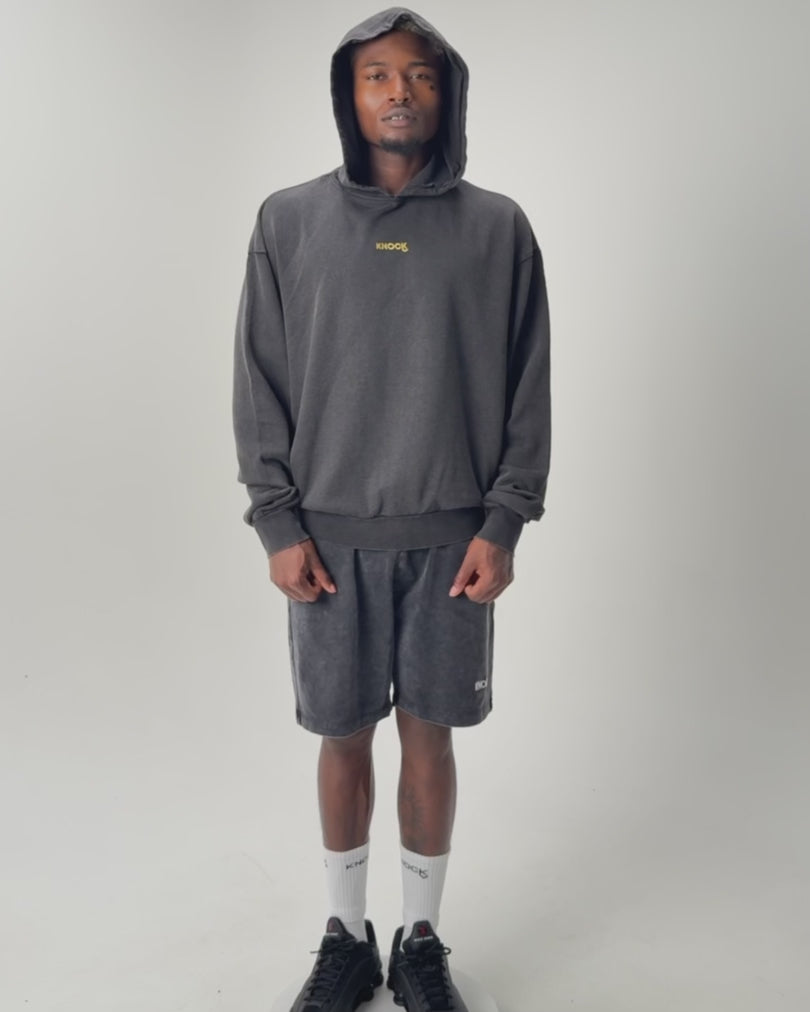 Load video: ASTROKNEE 2.0 OVERSIZED HOODIE - BLACK